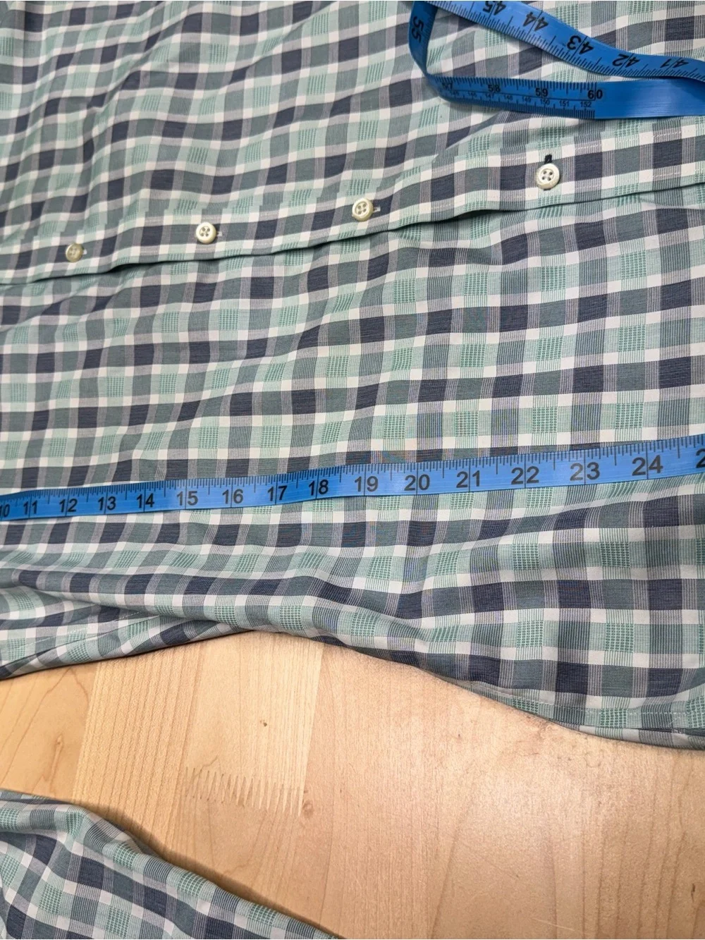 Banana Republic Non-Iron Men's Green and Blue Plaid Button-Down Shirt